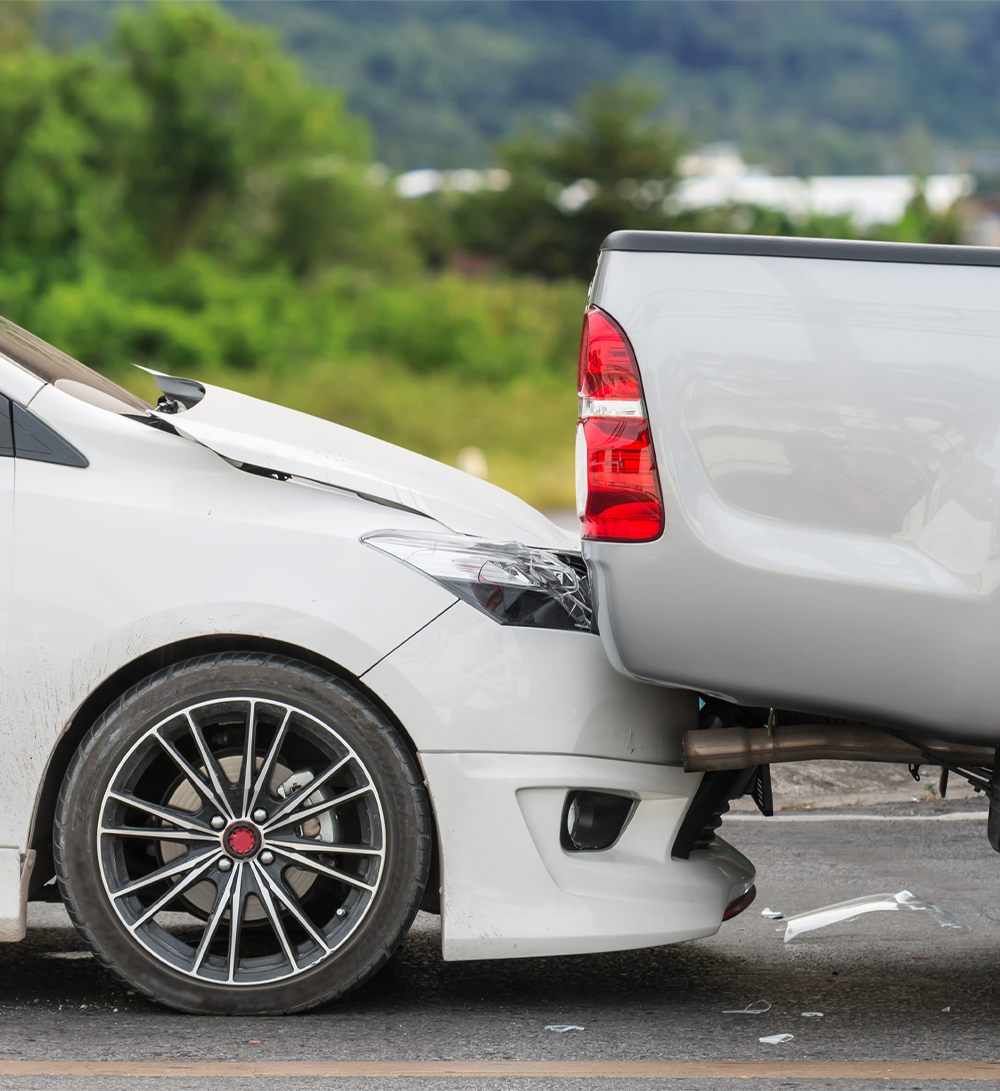 Closeup of a fender bender