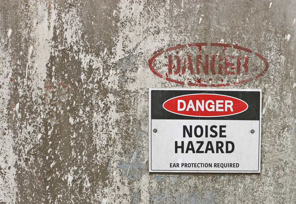 Marked noise hazard warning on a job site