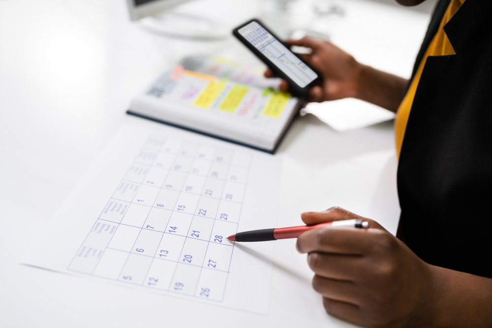 Tracking filing timelines through physical and digital calendars